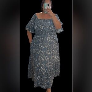 BloomChic Floral Blue Dress w/ pockets